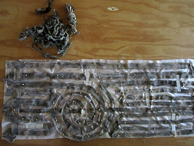 pinned fabric strips